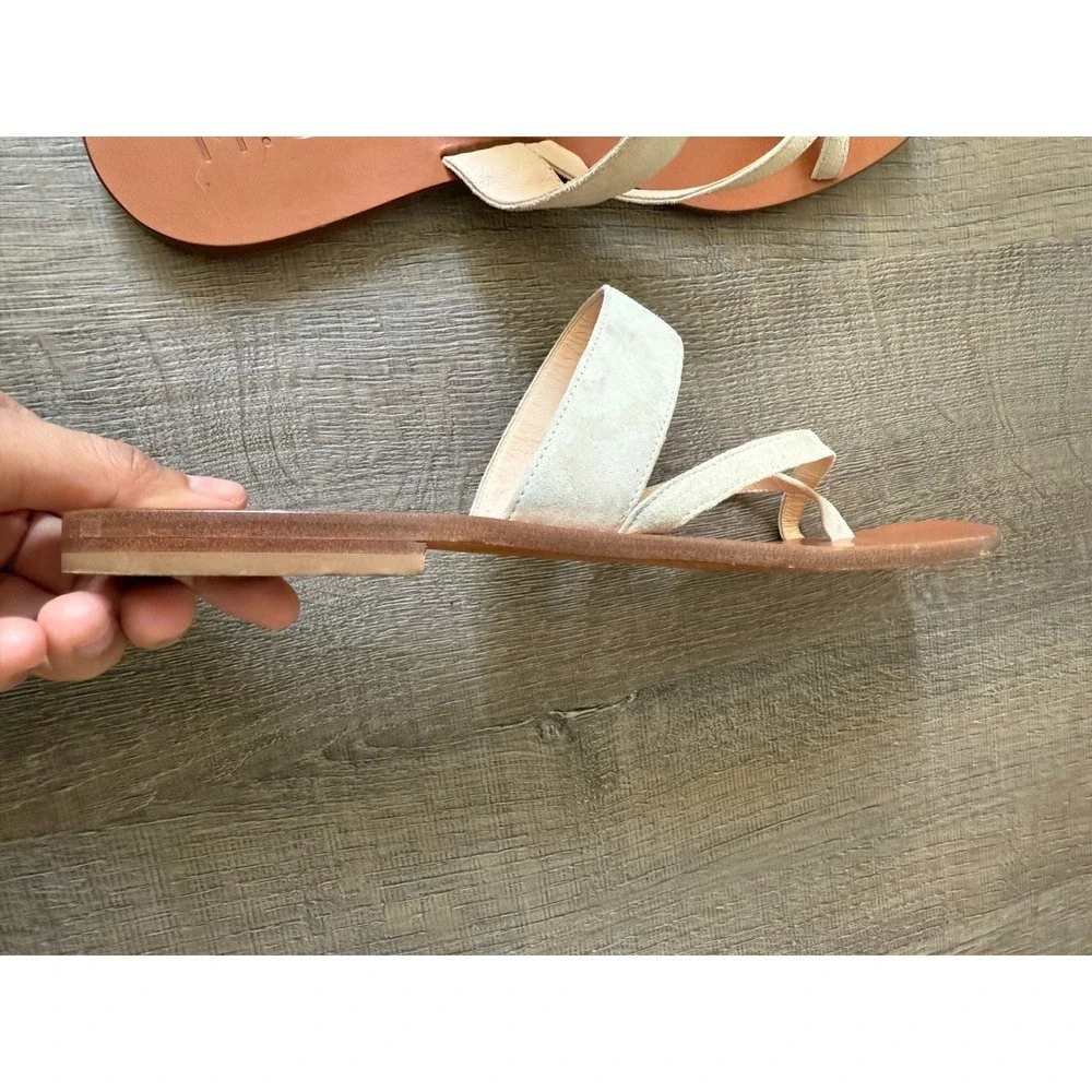 M.Gemi Beige Suede Leather Strappy Slide Sandals Made in Italy Womens Size 11/42